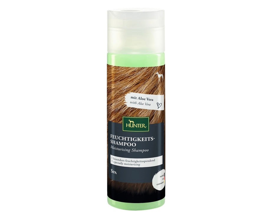 Moisturizing Shampoo With Aloe Vera - Hunter-petstore -Moisturizing, pH-neutral dog shampoo -Suitable for all coat types, especially for dry fur structures -Aloe Vera: moisturizing -Pleasant, natural fragrance -Free of silicones, mineral oils and paraffins -Made in Germany