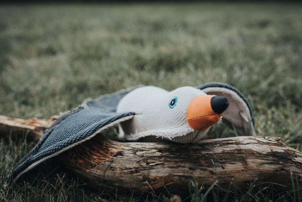 CANVAS Seagull Dog toy - Hunter-petstore -dog toy for playing, cuddling and loving -suitable for medium to large dogs -detailed animal look with a rough look and raw edge seams -with squeaker -washable at 90 °F