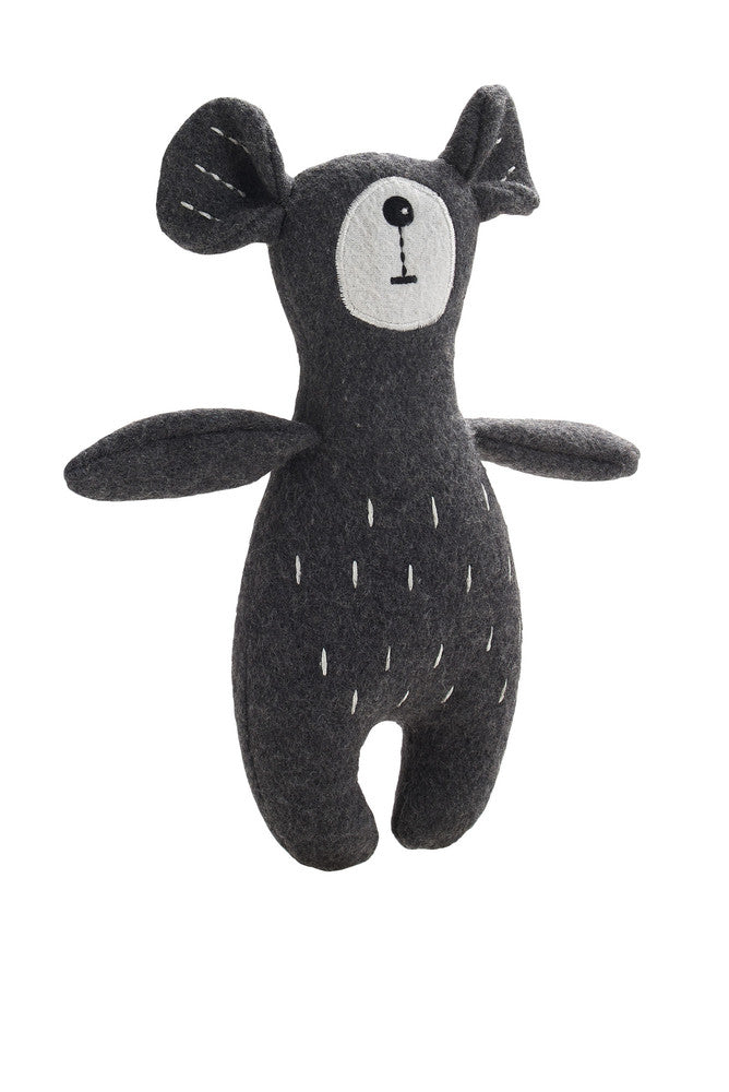 TIRANA Bear Dog toy - Hunter-petstore -cute animal dog toy, without squeaker -for playing, cuddling and loving -made of up-cycled outer material and recycled filling -attractive yet tough material mix of wool and polyester -washable at 86 °F -10.63 in