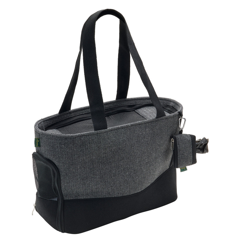 BARCELONA Dog carrier - Hunter-petstore -carry bag for pets weighing up to 17.6 lbs -wool blended fabric with a herringbone design -openings for optimum ventilation -inside nylon strap with carabiner makes it possible to secure your pet -washable