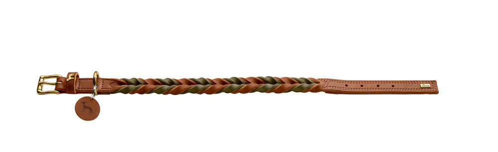 SOLID EDUCATION Duo Collar - Hunter-petstore -classic collar, universally usable -particularly tough and hard-wearing leather -rounded edges -hand-braided -with a leather keyring -made in Germany