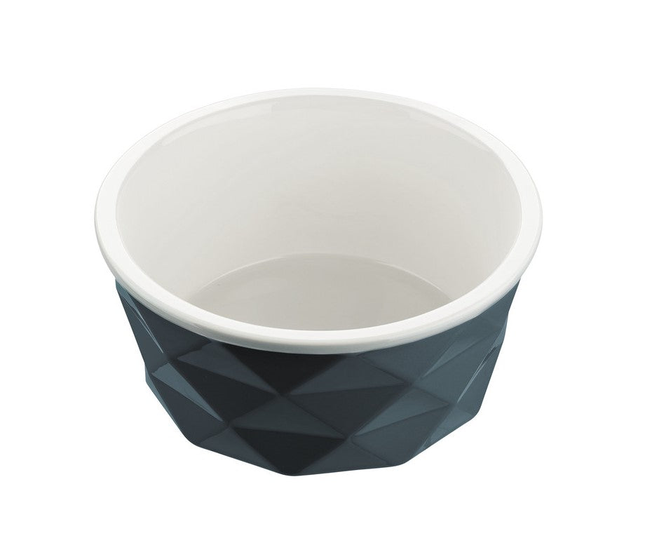 EIBY Ceramic Bowl - Hunter-petstore -ceramic feeding and water bowl -modern diamond design -weighty design for stability -anti-slip silicone ring on base -dishwasher safe -food safe