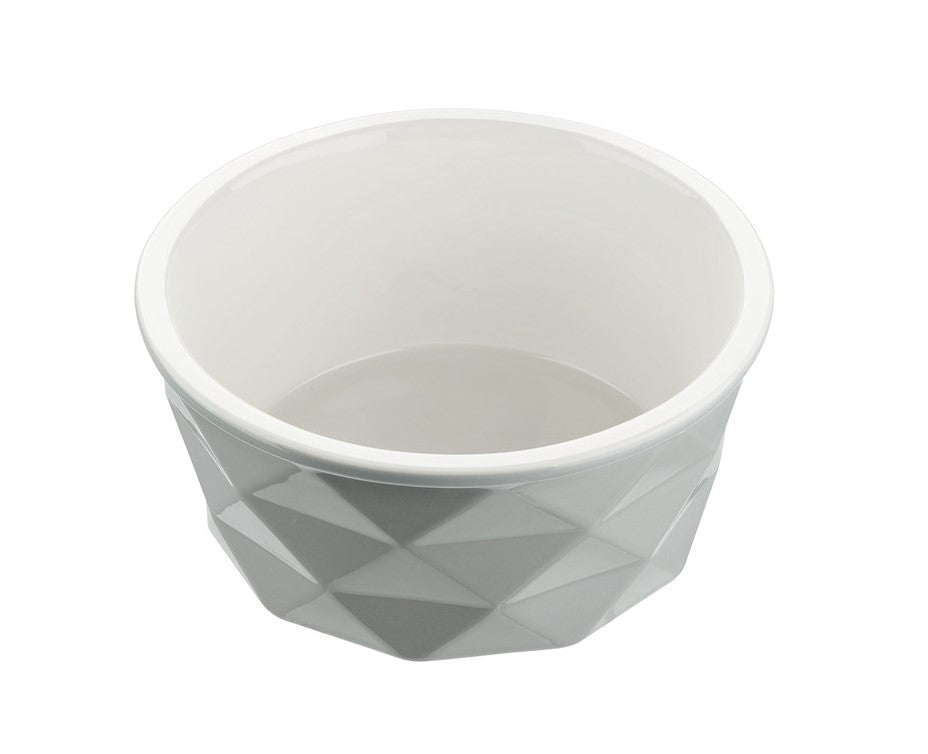 EIBY Ceramic Bowl - Hunter-petstore -ceramic feeding and water bowl -modern diamond design -weighty design for stability -anti-slip silicone ring on base -dishwasher safe -food safe