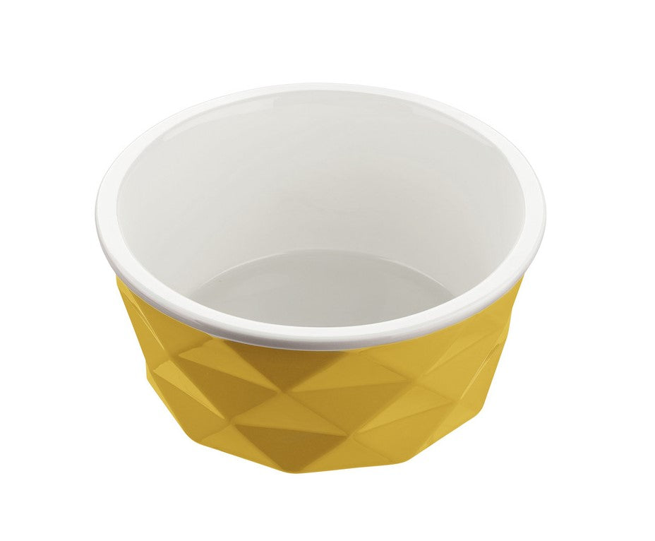 EIBY Ceramic Bowl - Hunter-petstore -ceramic feeding and water bowl -modern diamond design -weighty design for stability -anti-slip silicone ring on base -dishwasher safe -food safe