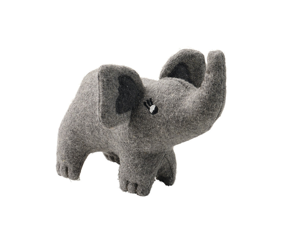 EIBY Elephant Dog toy - Hunter-petstore -cute animal dog toy, without squeaker -for playing, cuddling and loving -made of up-cycled outer material and recycled filling -attractive yet tough wool/polyester mix -machine washable at 86 °F