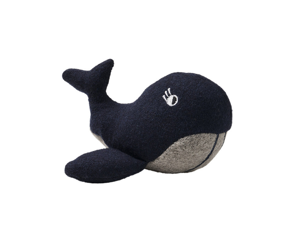EIBY Whale Dog toy - Hunter-petstore -cute animal dog toy, without squeaker -for playing, cuddling and loving -made of up-cycled outer material and recycled filling -attractive yet tough wool/polyester mix -machine washable at 86°F