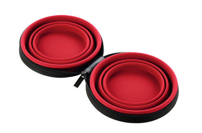 LIST Travel Bowls - Hunter-petstore -foldable food and drink bowl with pocket and zipper -ideal for traveling and on the road -silicone material -small packing size -easy to clean and dishwasher-safe