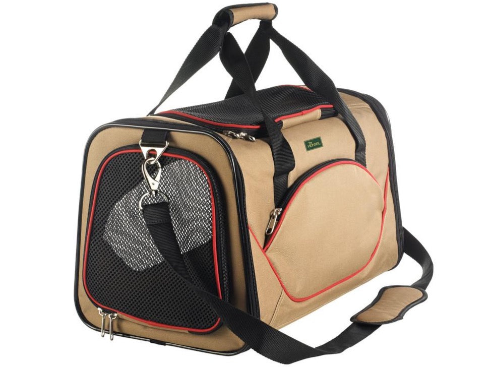 KANSAS Dog Carrier - Hunter-petstore -Carry bag for pets weighing up to 14.3 lbs -Large ventilation opening for optimum air circulation -Two entrances -Can be folded to save space -Removable imitation lambswool inlay -Washable