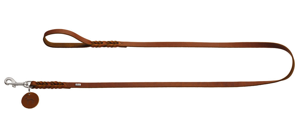 SOLID EDUCATION Leash - Hunter-petstore -particularly tough and hard-wearing leather -hand-braided -with a leather keyring -snap bolt braided into the leather -with hand loop -made in Germany