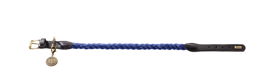 Adjustable LIST Collar - Hunter-petstore -nautical rope look -robust braiding -with scissor carabiner -brass fittings -with detachable brass badge -adjustable -ideal for small dogs -Ahoy there!