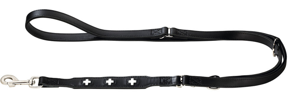 SWISS Adjustable Leash - Hunter-petstore -especially soft cow leather -crosses are sewn in individually -3-fold adjustable -made in Germany