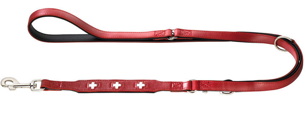 SWISS Adjustable Leash - Hunter-petstore -especially soft cow leather -crosses are sewn in individually -3-fold adjustable -made in Germany