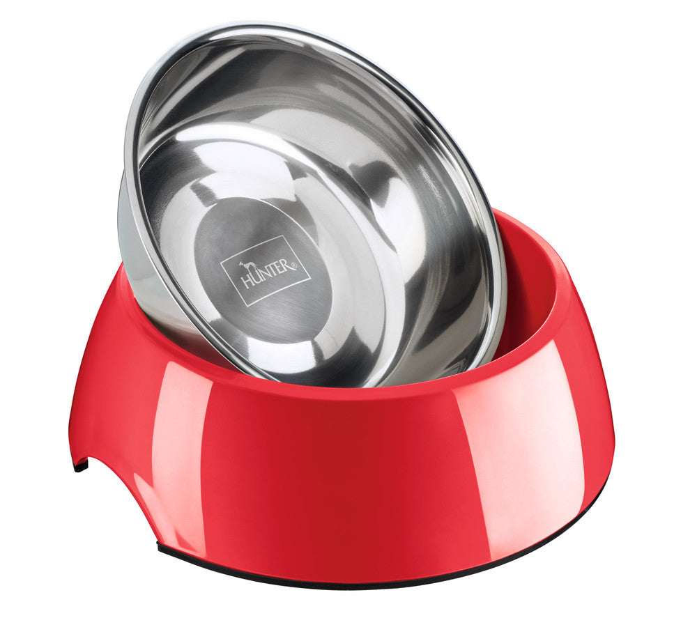 COLOR Bowl - Hunter-petstore -feeding or drinking bowl with melamine -with removable stainless steel bowl -classic-modern design -slip-resistant rubber rim on the bottom -long-lasting, shock and scratch resistant -easy to clean and dishwasher safe -food safe