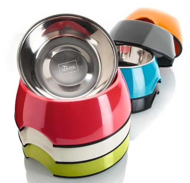 COLOR Bowl - Hunter-petstore -feeding or drinking bowl with melamine -with removable stainless steel bowl -classic-modern design -slip-resistant rubber rim on the bottom -long-lasting, shock and scratch resistant -easy to clean and dishwasher safe -food safe