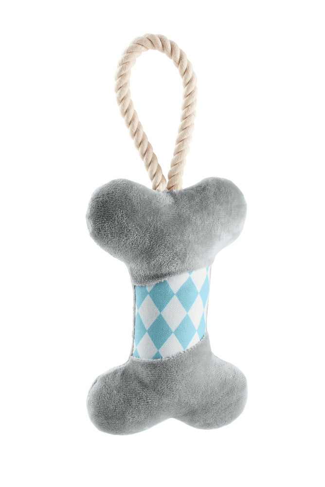 SALIMA Bone Dog toy - Hunter-petstore -polyester -with squeaker -with a rope for throwing and playing tug-o-war -soft and cuddly -hand wash -6.69 in