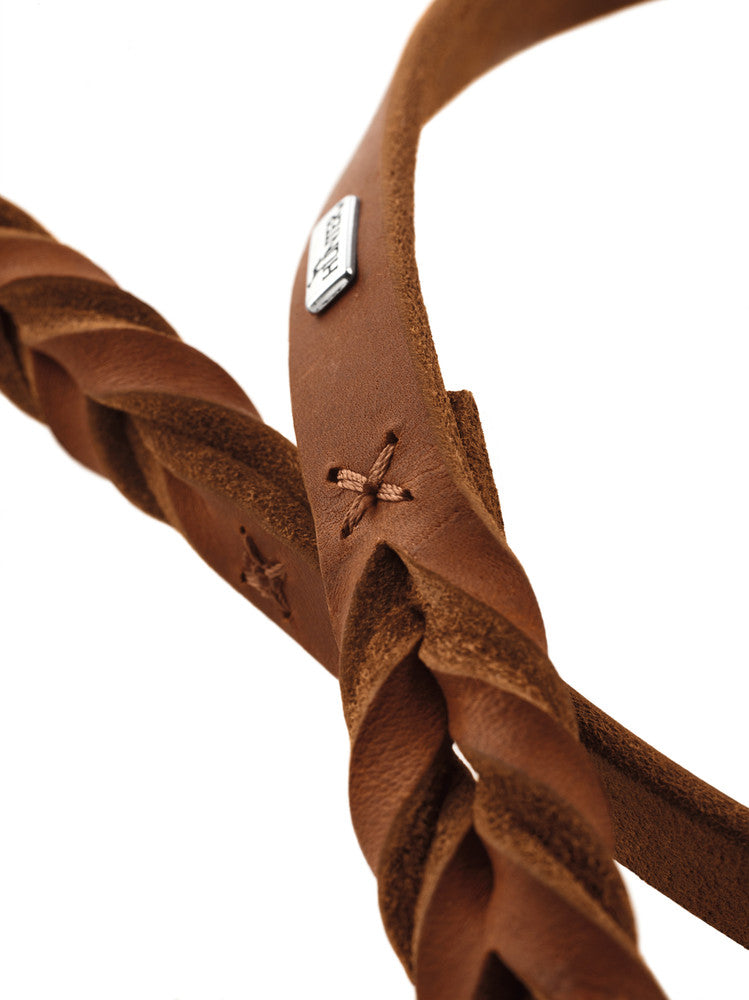 SOLID EDUCATION Leash - Hunter-petstore -particularly tough and hard-wearing leather -hand-braided -with a leather keyring -snap bolt braided into the leather -with hand loop -made in Germany