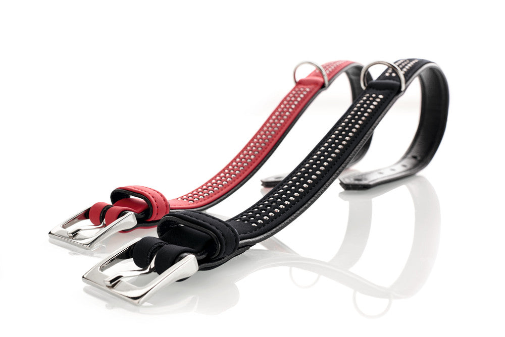 SOFTIE Triluxe Collar - Hunter-petstore -artificial leather with nubuck appearance -especially soft -with decorative trimmings -made in Germany